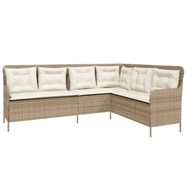 vidaXL 2-tlg. Garten-Sofagarnitur mit Kissen Beige Poly Rattan
