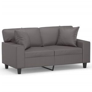 vidaXL 2-Sitzer-Sofa mit Zierkissen Grau 120 cm Kunstleder
