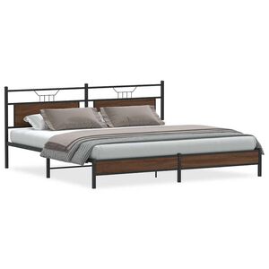 vidaXL Metallbett ohne Matratze Braun Eichen-Optik 193x201 cm