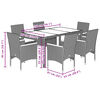vidaXL 7-tlg. Garten-Essgruppe mit Kissen Beige Poly Rattan und Glas