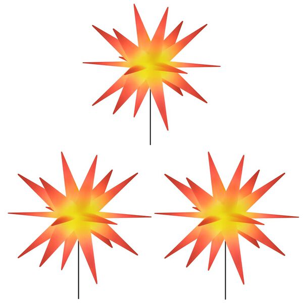 vidaXL LED-Weihnachtssterne 3 Stk. mit Erdspießen Faltbar Rot 35 cm