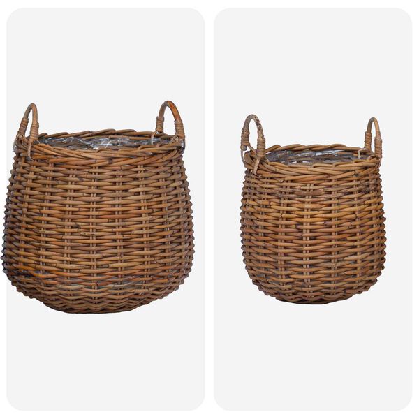 vidaXL Blumentopf K&ouml;rbchen mit Speicher 2 pcs Braun Lacak Rattan