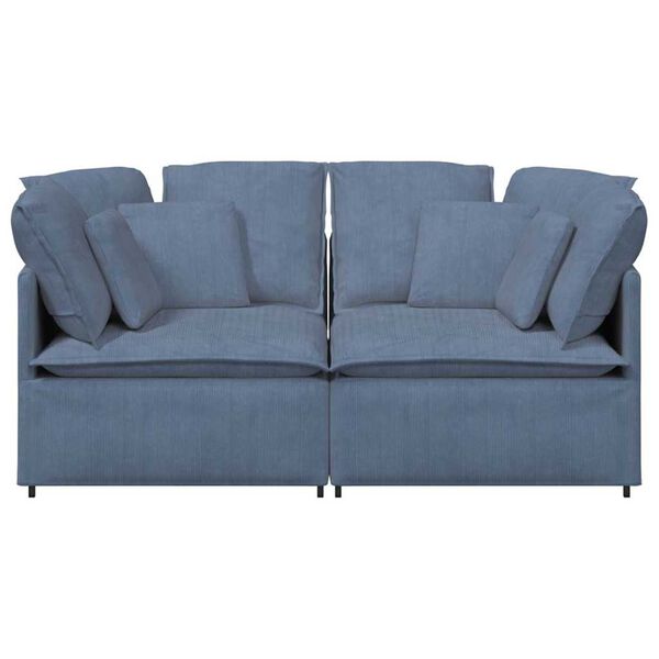 vidaXL Modulares Sofa mit Kissen Cordstoff Blau