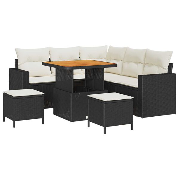 vidaXL Gartensofa-set 8 pcs Schwarz Poly-Rattan