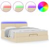 vidaXL Ottoman-Bett mit Matratzen & LEDs Creme 200x200 cm Stoff