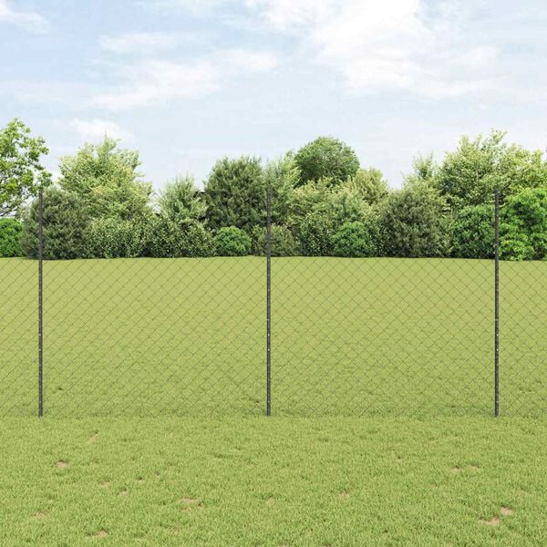 vidaXL Zaun mit Pfosten Grau 1.6 x 25 m Stahl und PVC