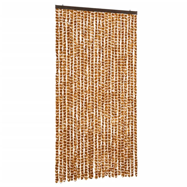 vidaXL Fliegenvorhang Ocker und Wei&szlig; 100x200 cm Chenille