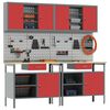 vidaXL Werkbank-Set 8 pcs Rot und Grau Pulverbeschichteter Stahl