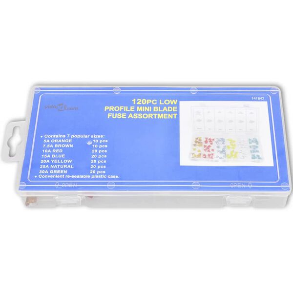 120-tlg. Niedrige Mini Flachsicherungen Sortiment KFZ Micro Sicherung