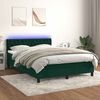vidaXL Boxspringbett mit Matratze & LED Dunkelgr&uuml;n 140x200 cm Samt