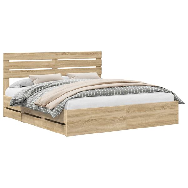 vidaXL Bettrahmen Sonoma-Eiche 180 x 200 cm Ingenieurs Holz