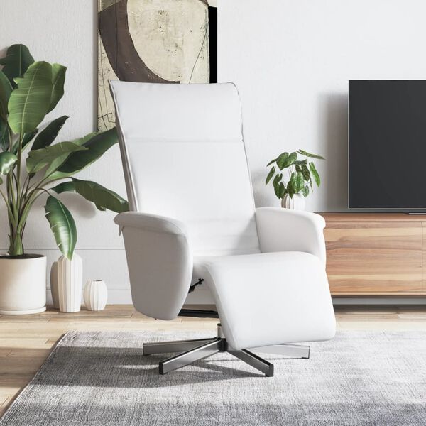 vidaXL Relaxsessel mit Fu&szlig;teil Wei&szlig; Kunstleder