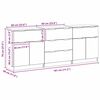 vidaXL Sideboard 3 pcs Schwarz Eichen-Optik 181 x 30 x 70 cm