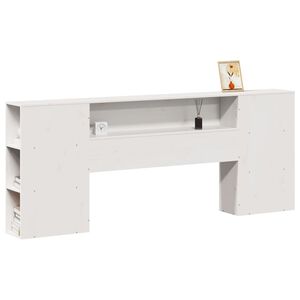 vidaXL Kopfteil mit Stauraum Wei&szlig; 200 cm Massivholz Kiefer