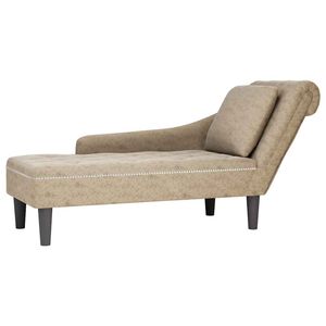 vidaXL Chaiselongue mit Kissen Rechter Armlehne Hellgrau Kunstleder