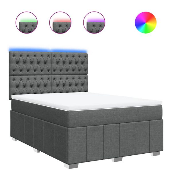 vidaXL Boxspringbett mit Matratze Dunkelgrau 160x200 cm Stoff