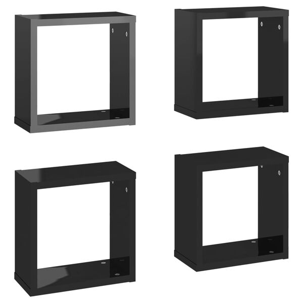 vidaXL W&uuml;rfelregale 4 Stk. Hochglanz-Schwarz 30x15x30 cm