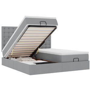 vidaXL Ottoman-Bett mit Matratzen & LEDs Hellgrau 160x200 cm Stoff