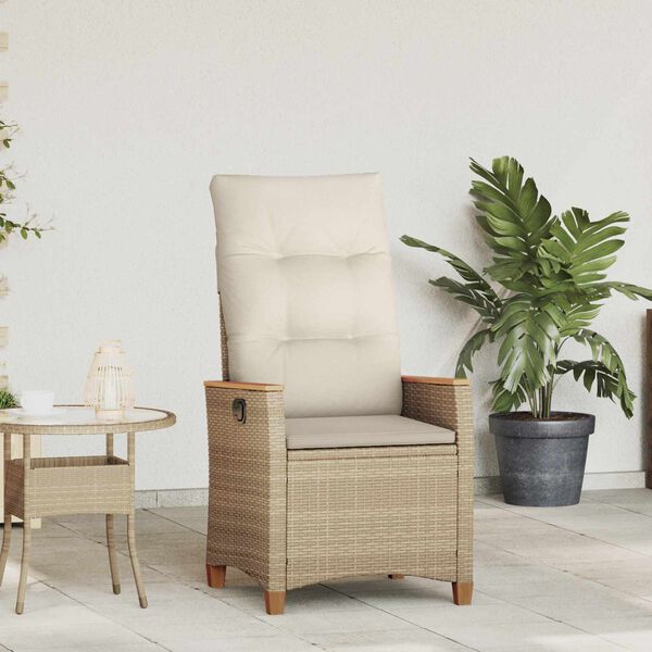 vidaXL Verstellbarer Gartenstuhl Beige und Creme 64 x 57,5 x 112 cm