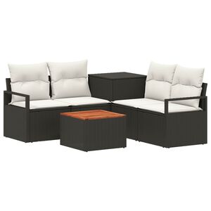 vidaXL Sofa Set 6 stk. Schwarz und Cremewei&szlig; Polyrattan und Stahl