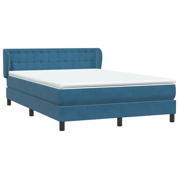 vidaXL Boxspringbett mit Matratze Dunkelblau 140x210 cm Samt