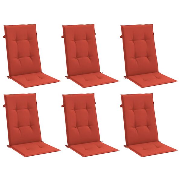 vidaXL Hochlehner-Auflagen 6 Stk. Melange Rot 120x50x4 cm Stoff