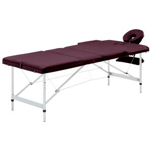 vidaXL Massagetisch Klappbar 3 Zonen Aluminium Dunkellila