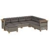 vidaXL 7-tlg. Garten-Sofagarnitur mit Kissen Grau Poly Rattan