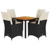 vidaXL 5-tlg. Garten-Essgruppe mit Kissen Schwarz Poly Rattan