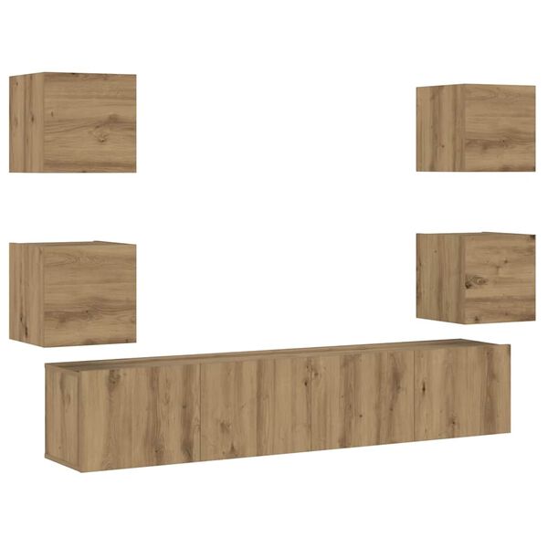 vidaXL TV-Wandschr&auml;nke 6 Stk. Artisan-Eiche Holzwerkstoff