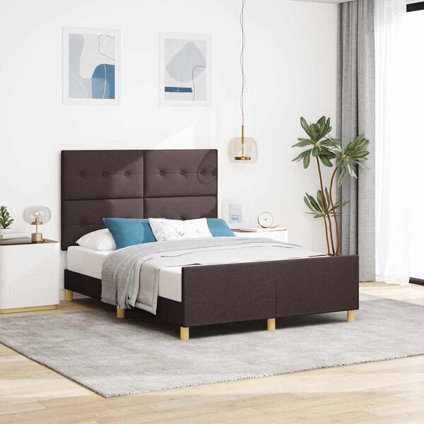 vidaXL Bettgestell mit Kopfteil Dunkelbraun 140 x 190 cm Stoff