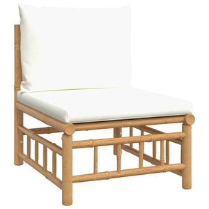 vidaXL Garten-Mittelsofa mit Cremewei&szlig;en Kissen Bambus