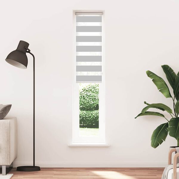 vidaXL Doppelrollo Hellgrau 45x230 cm Stoffbreite 40,9 cm Polyester