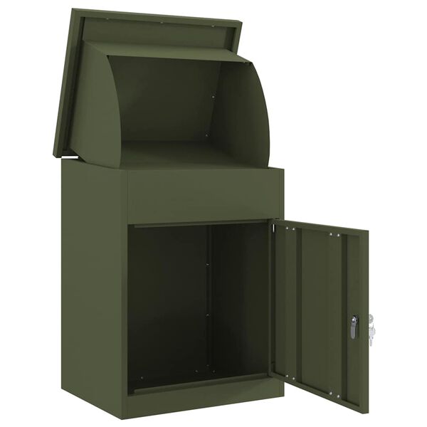 vidaXL Paketdrop-Box mit Speicher Olivgr&uuml;n 47,5 x 38 x 59 cm Stahl