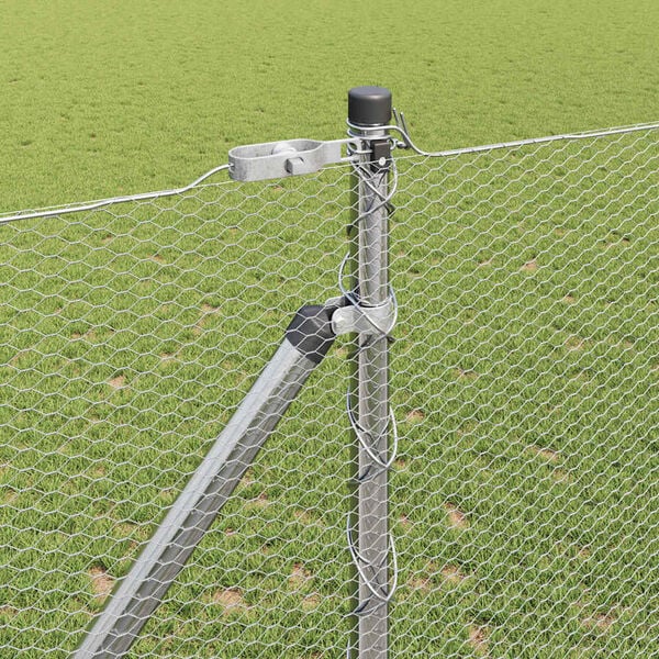 vidaXL Zaunpfosten Silber 25 x 1,2 m (13 mm Maschen) Stahl