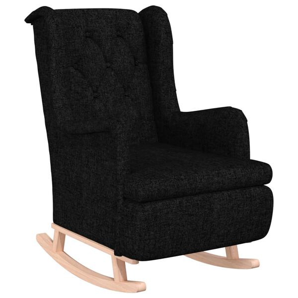 vidaXL Schaukelsessel mit Hocker Schwarz Stoff