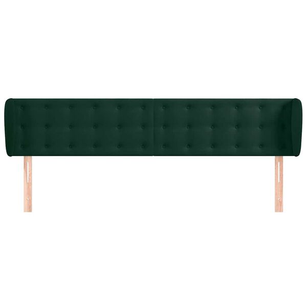 vidaXL Kopfteil mit Ohren Dunkelgr&uuml;n 203x23x78/88 cm Samt