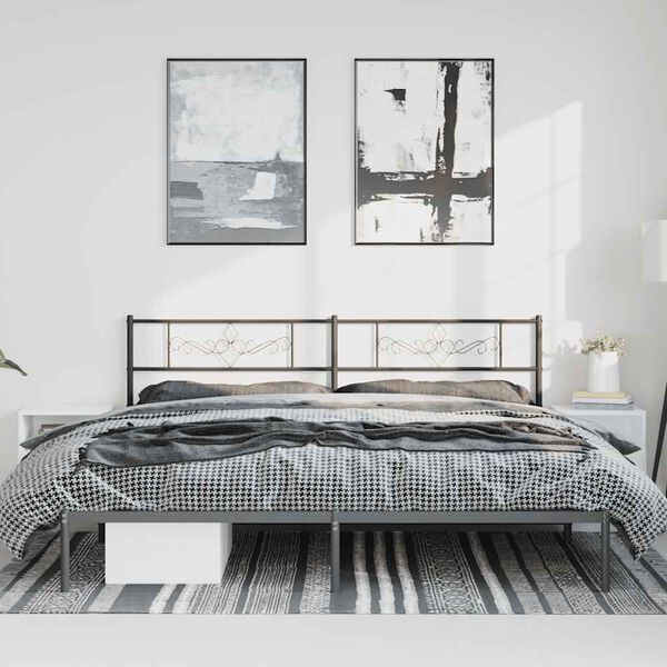 vidaXL Bettgestell mit Kopfteil Metall Schwarz 193x203 cm