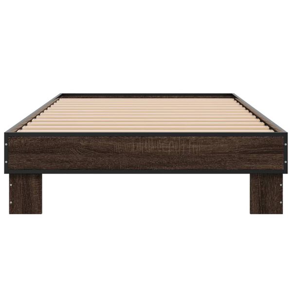 vidaXL Bettgestell Braun Eichen-Optik 90x200 cm Holzwerkstoff Metall