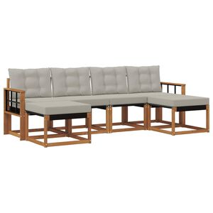 vidaXL Outdoor-Sofagarnitur mit Kissen 6 pcs Nat&uuml;rlich und Hellgrau