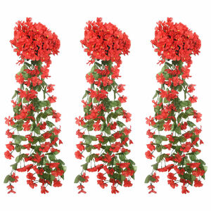 vidaXL Blumengirlanden Blumen 3 Stk. Rot 85 cm
