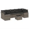 vidaXL 8-tlg. Garten-Sofagarnitur mit Kissen Grau Poly Rattan