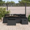 vidaXL Garten-Sofa-Set mit Kissen 6 pcs Schwarz Poly Rattan