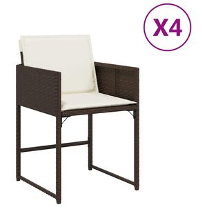 vidaXL Gartenst&uuml;hle mit Kissen 4 Stk. Braun Poly Rattan