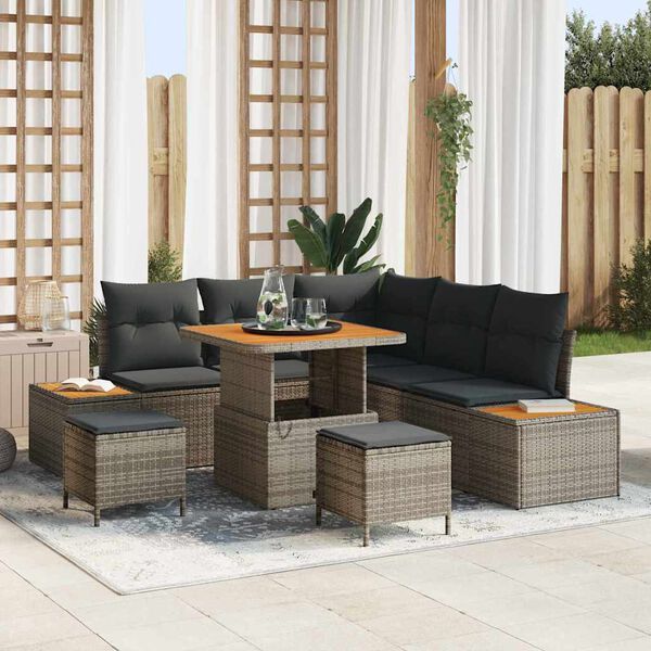 vidaXL Gartensofa-set 8 pcs Grau Poly-Rattan