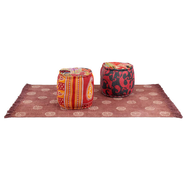 vidaXL Puff und Teppich 3-tlg. Stoff Patchwork