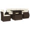 vidaXL 6-tlg. Garten-Sofagarnitur mit Kissen Braun Poly Rattan