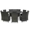 vidaXL 7-tlg. Garten-Essgruppe mit Auflagen Poly Rattan Grau