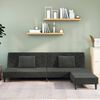vidaXL Schlafsofa 2-Sitzer mit 2 Kissen und Fu&szlig;hocker Dunkelgrau Samt