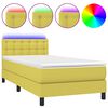 vidaXL Boxspringbett mit Matratze & LED Gr&uuml;n 90x190 cm Stoff
